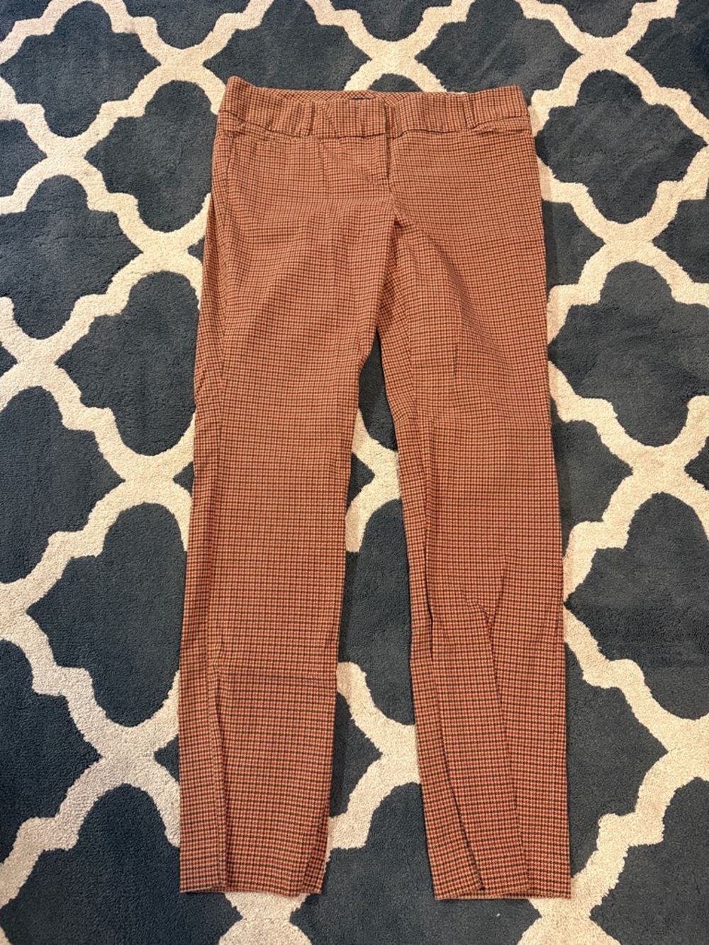 The Limited Houndstooth Pants in Rust, Black & Cream
